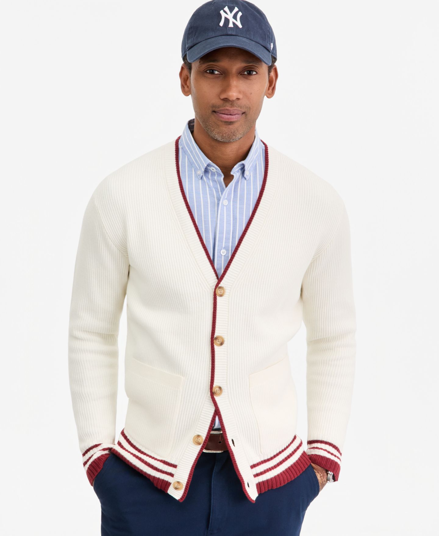 Мужская рубашка Club Room Harry Striped Long-Sleeve Oxford, цвет: Небесно-голубой — фото 2