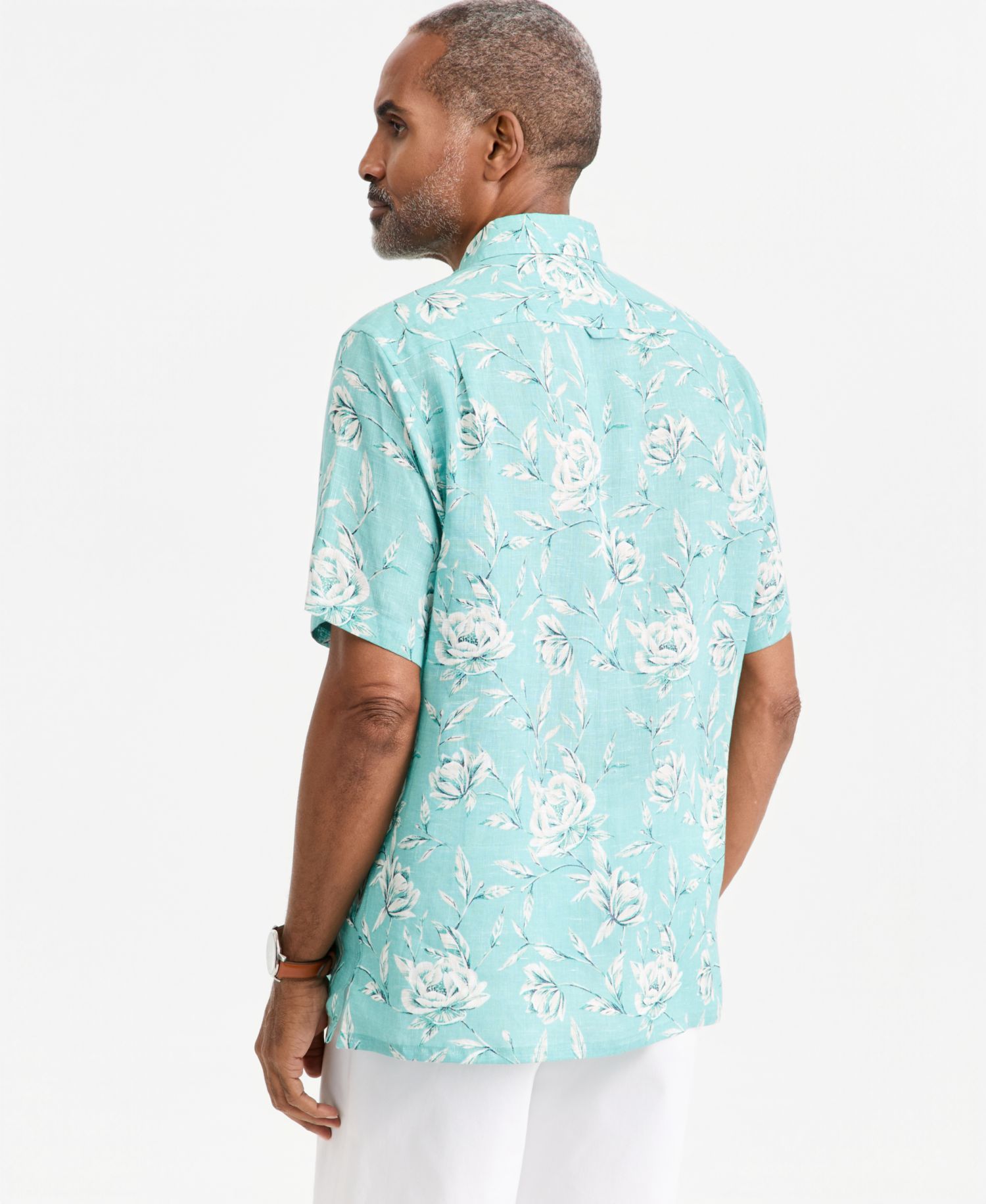 Men's Wally Linen Floral-Print Short-Sleeve Shirt