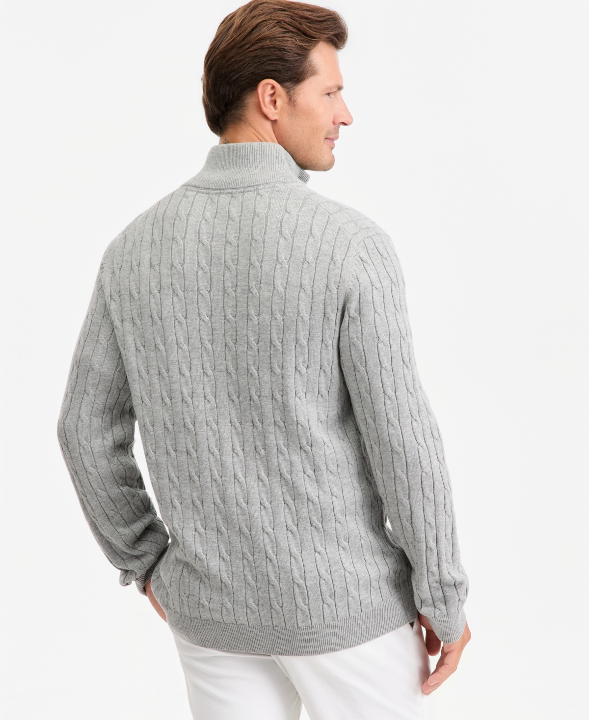Club Room Men's Cable-Knit Full-Zip Sweater, Created for Macy's
