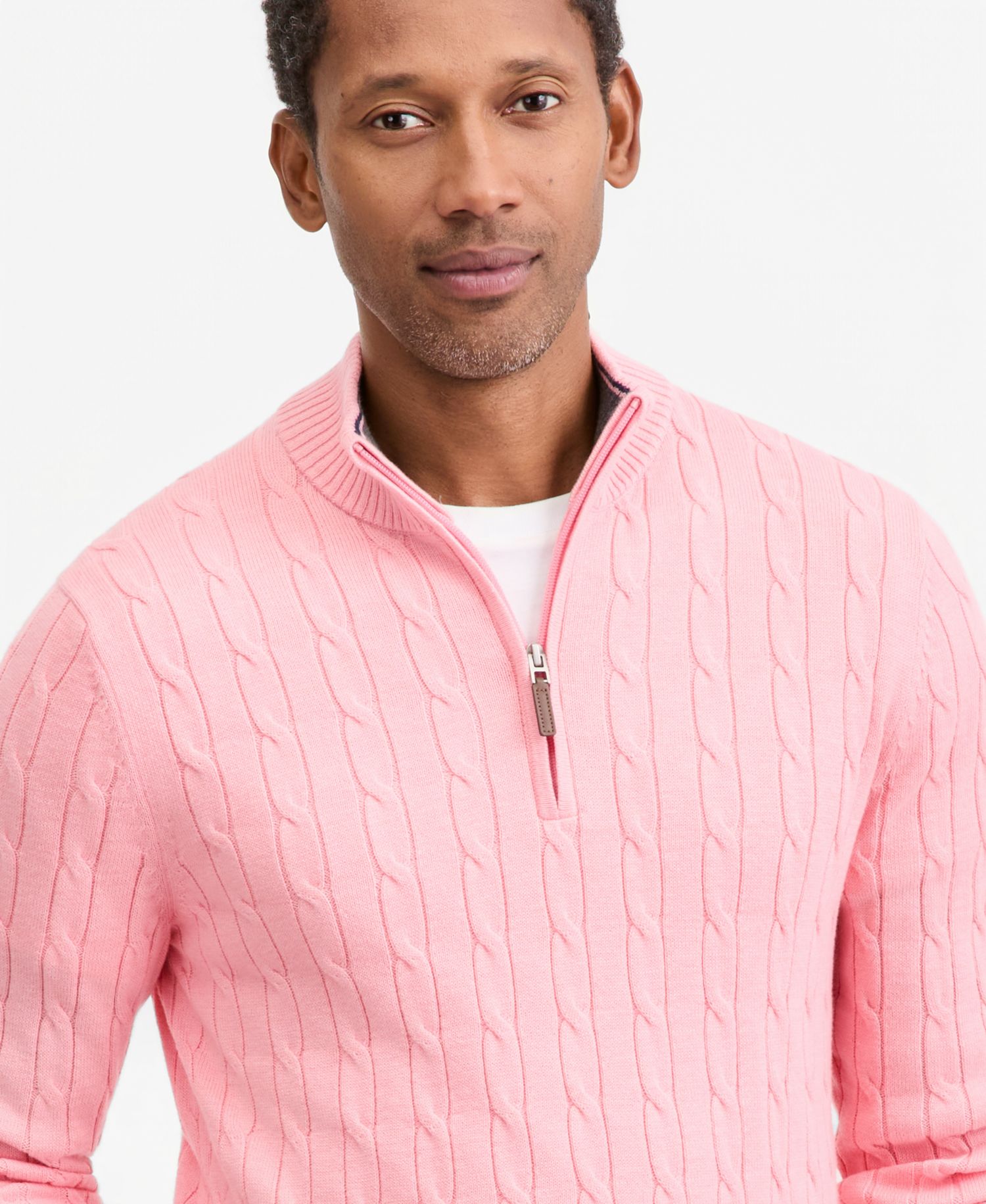 Men's Cable Knit Quarter-Zip Sweater