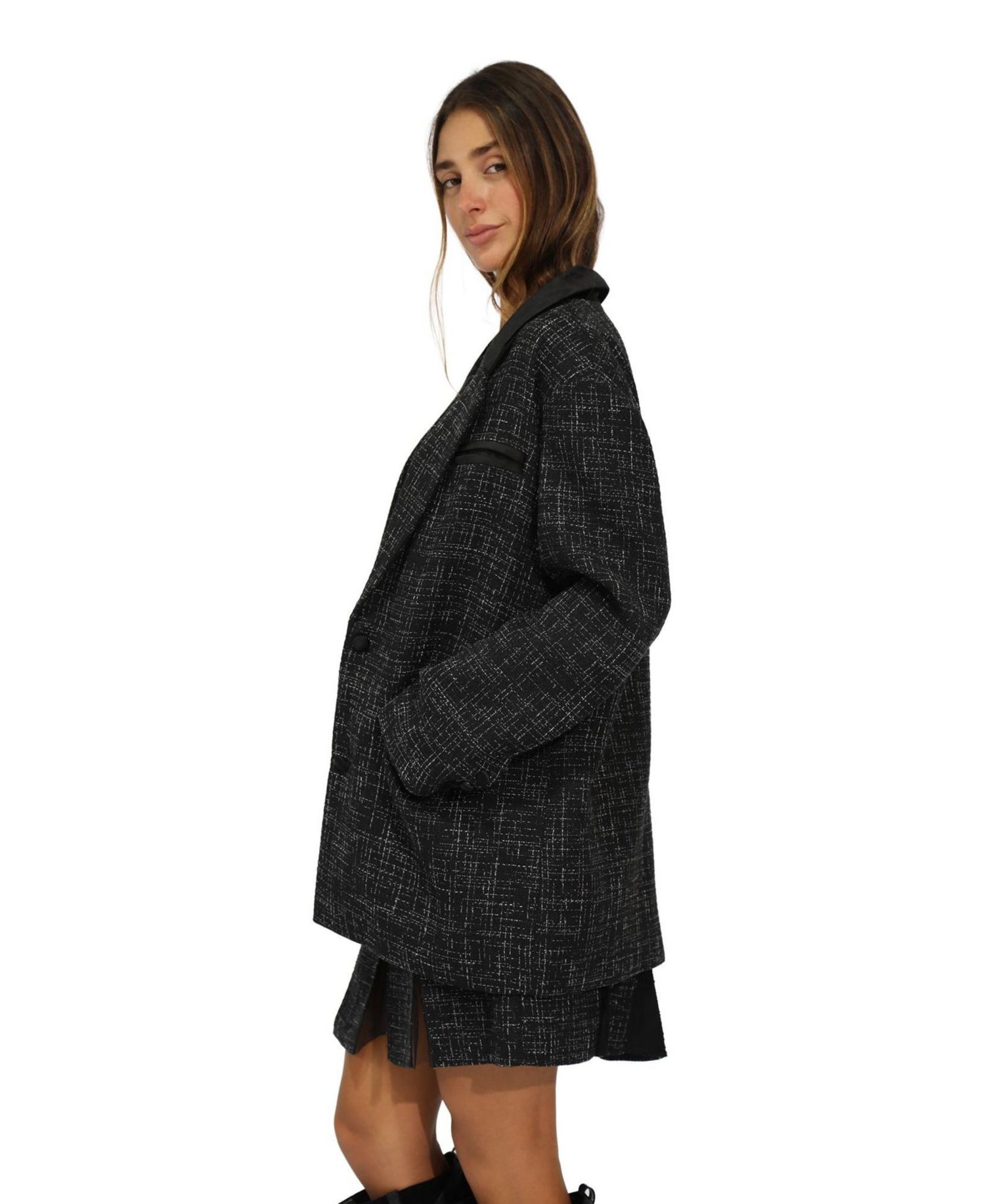Women's City Noir Tweed Oversized Blazer