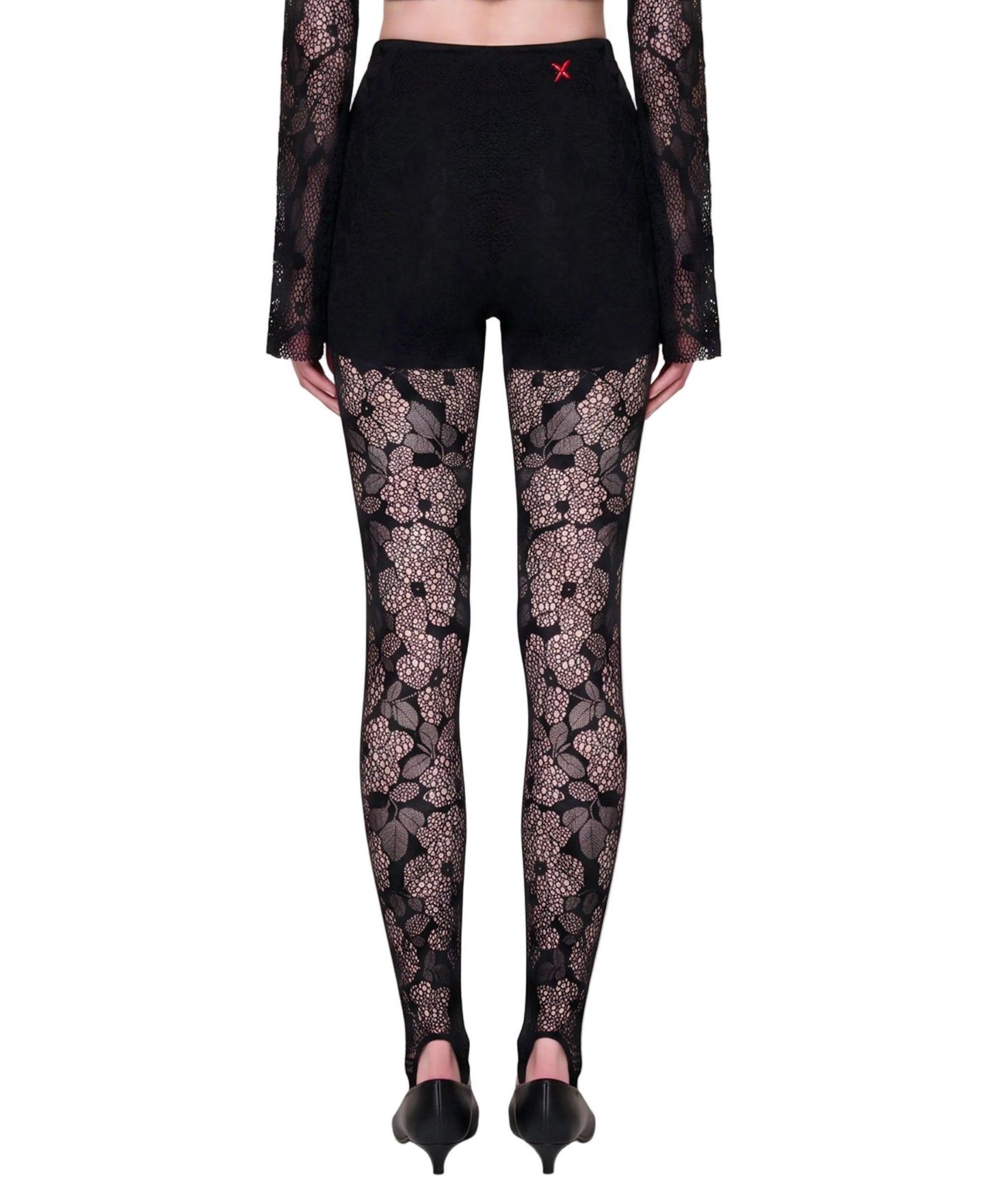 Женские леггинсы PCFG The Party Edit Lace Leggings with Built In Ribbed, цвет: Чёрный — фото 2