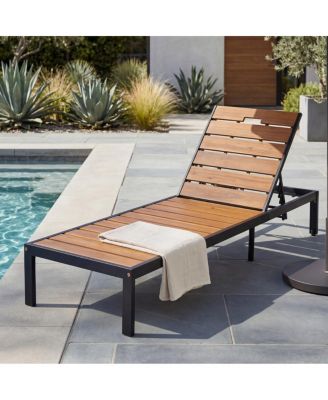 6-Position Outdoor Acacia Wood Chaise Lounge Chair with Adjustable Backrest