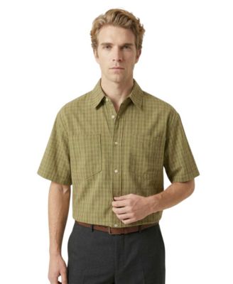 Men's Plaid Short-Sleeve Button-Front Shirt