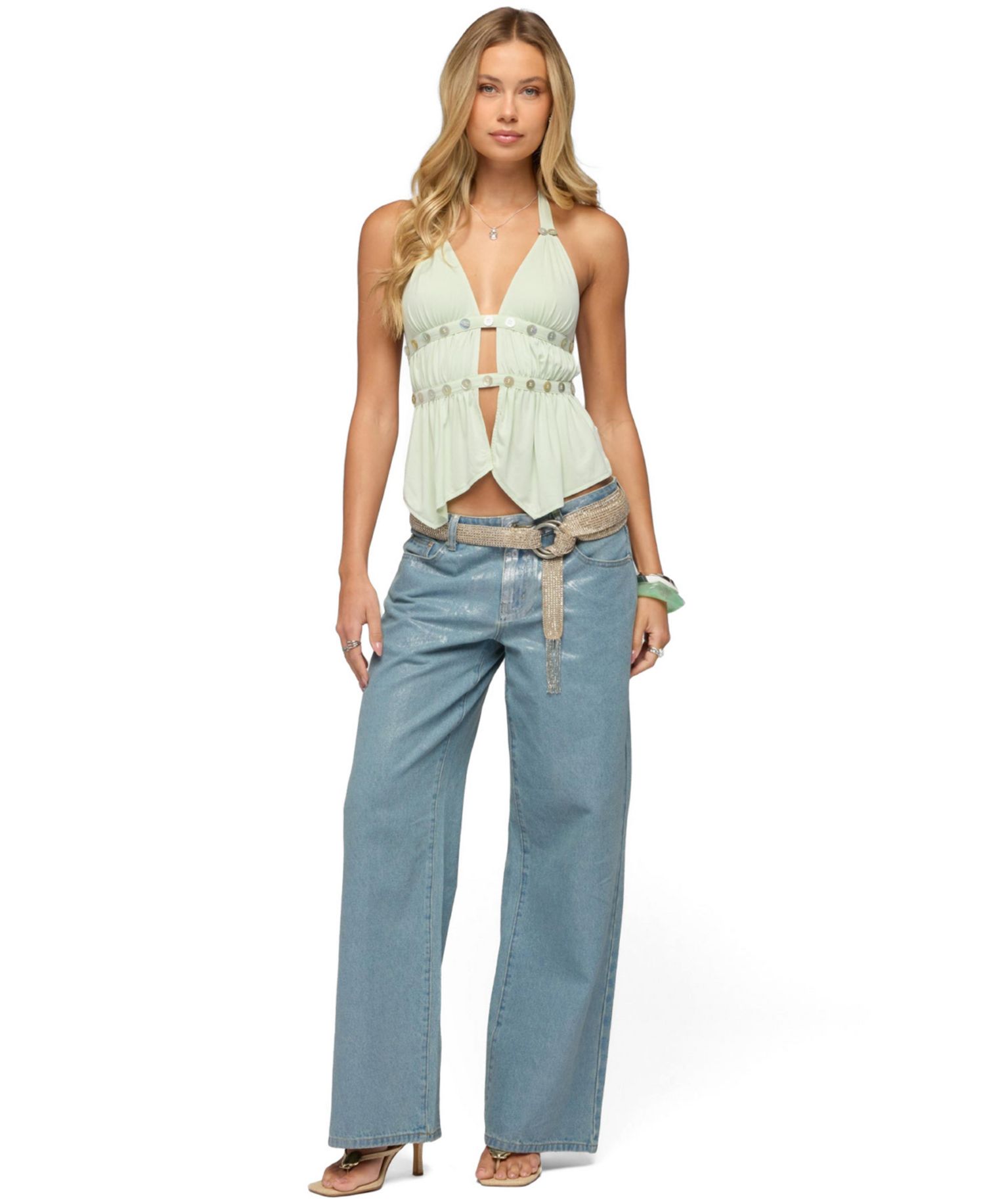 Women's Izora Button Split Front Top