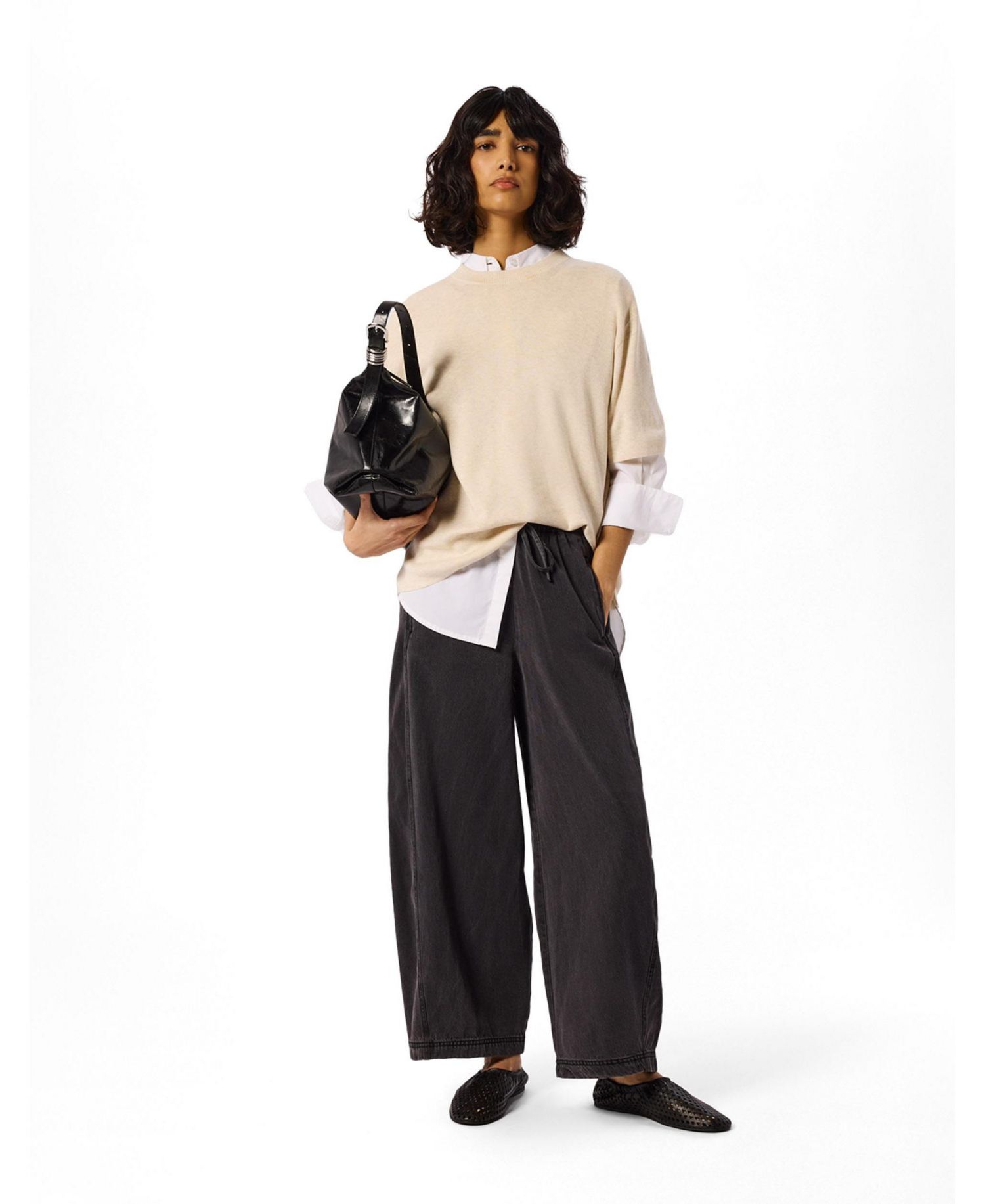 Women's Casual Denim Barrel Trouser