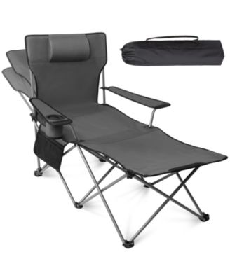 Reclining Beach Chair Adjustable Camping Lounge Folding Foot Rest 6-Leg
