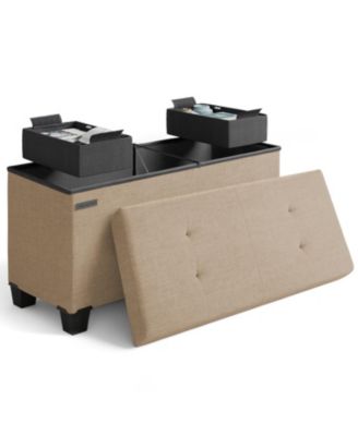 30 Inch Ottoman Storage Bench with Storage Bins - Leatherette or Fabric Finish