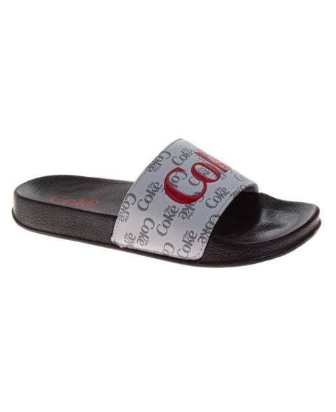 Мужские сандалии Coca-Cola Classic Script Pillow Slides UltraSoft Quick Dry Comfort, цвет: Серый чёрный