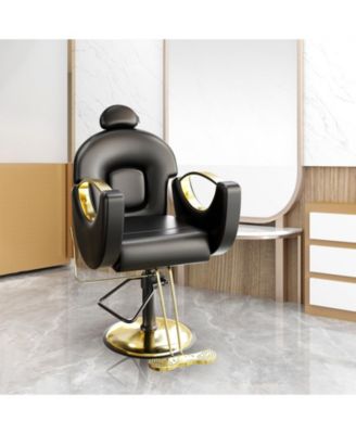 Hydraulic Barber Salon Chair with Adjustable Height, Reclining Backrest and 360degree(s) Swivel for Barbershop Spa