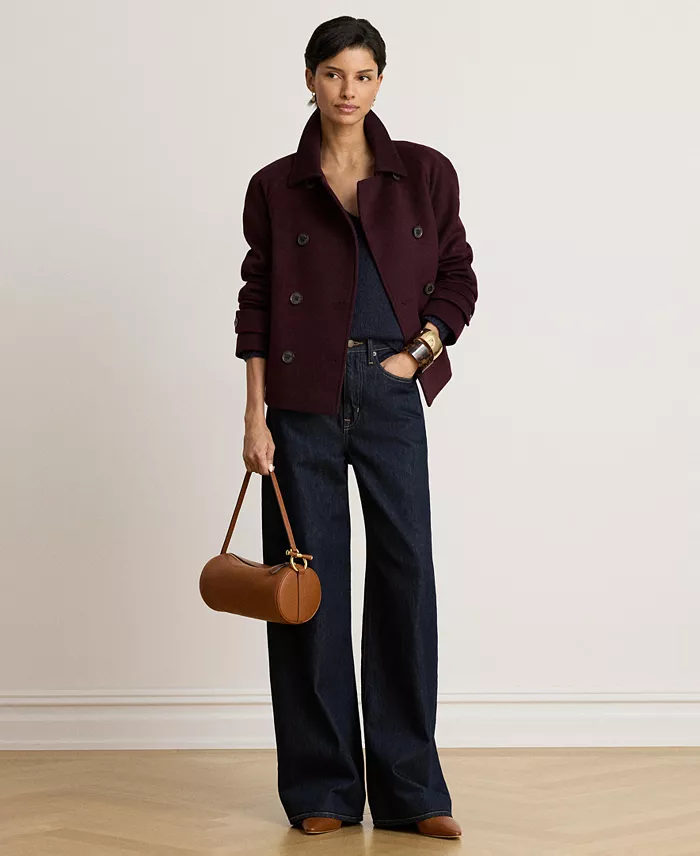 Women's Short Double Breasted Wool Coat - thumbnail 8
