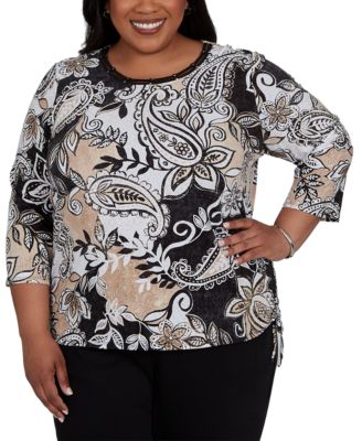 Plus Size  Paisley Neutrals Knit Top