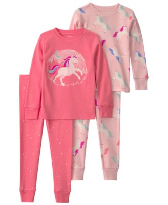 Baby Girls' Unicorn Cotton Pajamas, 4-Piece Set