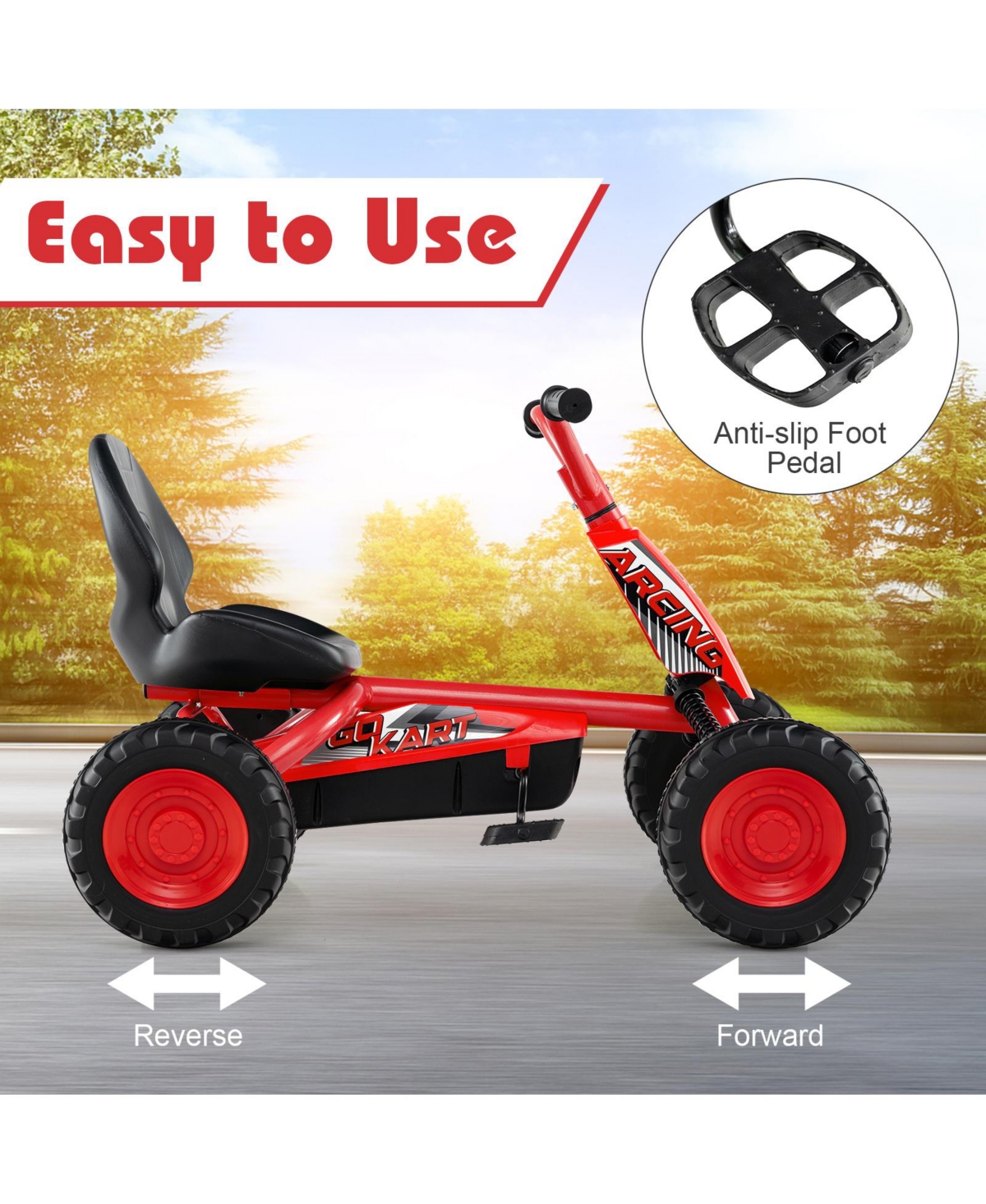 Gymax Go Kart for Kids 4 Wheel Toddler Ride On Pedal Car w/ Steering Handlebars