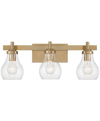 Danvers Modern Wall Light Warm Brass Metal Hardwired 22 1/2" 3-Light Fixture Clear Globe Glass for Bedroom Bathroom
