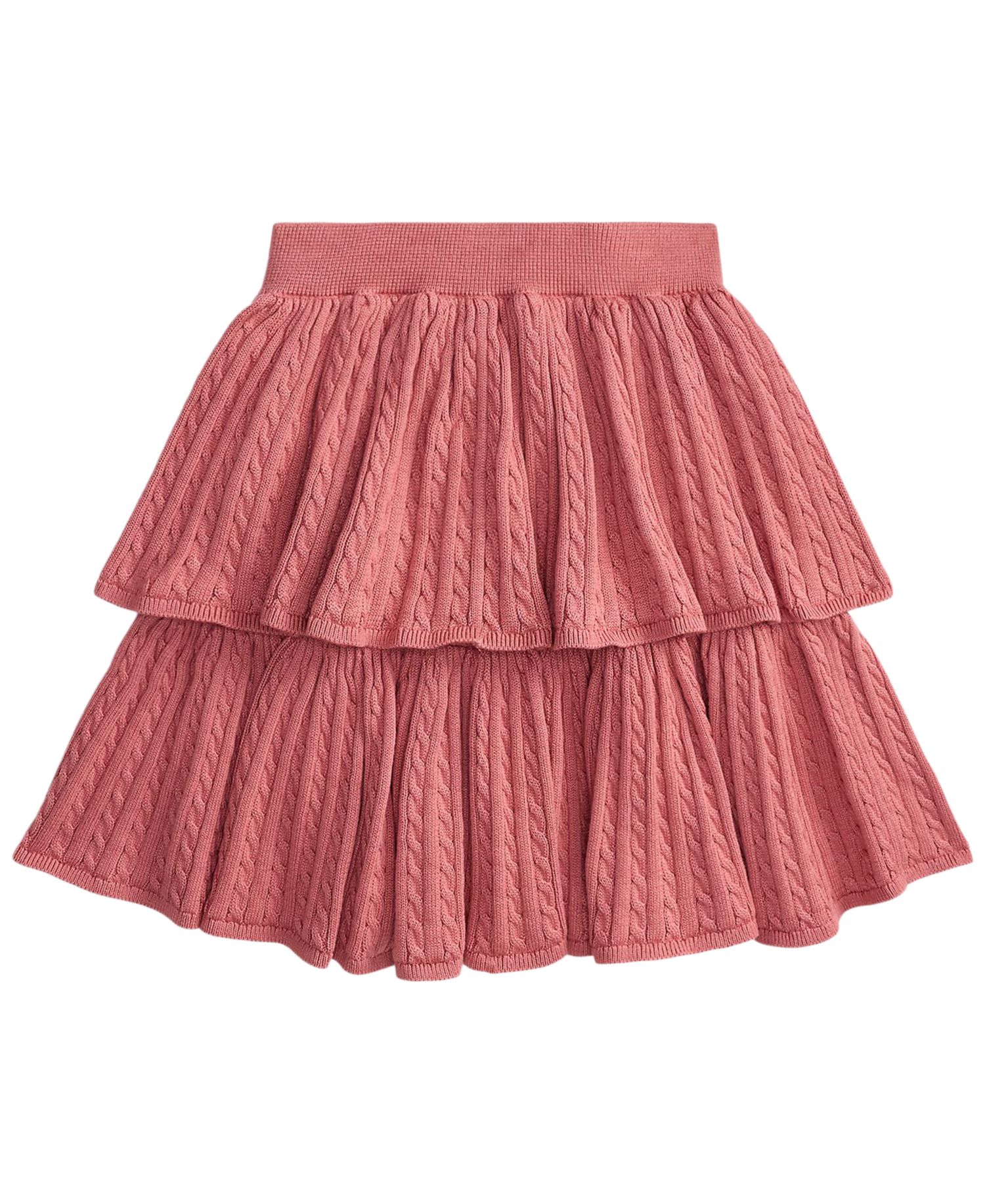Girls' 7-16 Mini-Cable Tiered Cotton Skirt