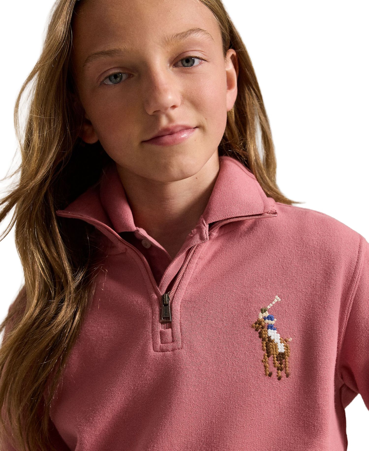 Girls' 7-16 Quarter-Zip Long-Sleeve Sweatshirt