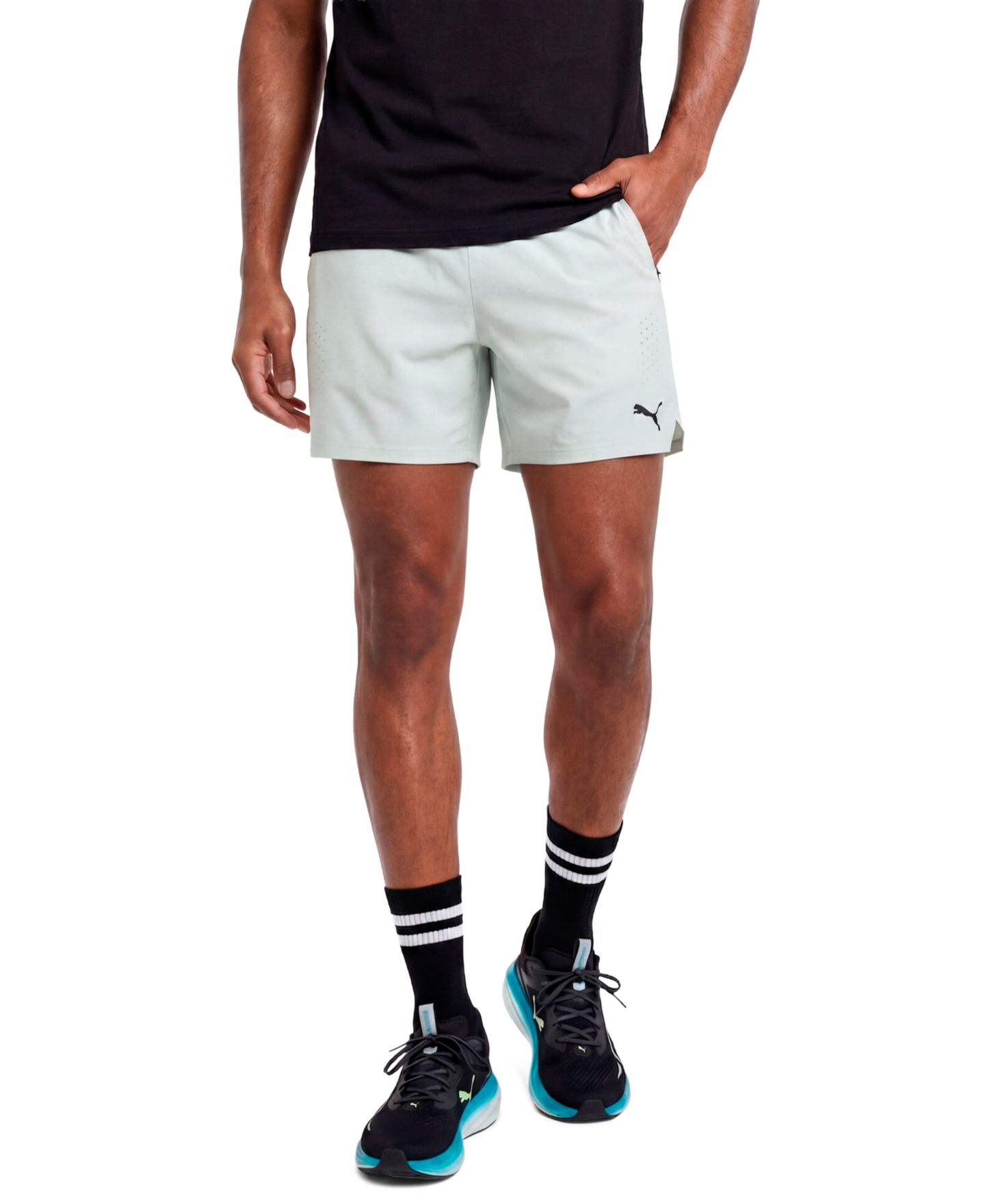 Мужские шорты Puma Power Mode Woven Regular-Fit Shorts, 5" Inseam, цвет: Кремовый мятный — фото 1