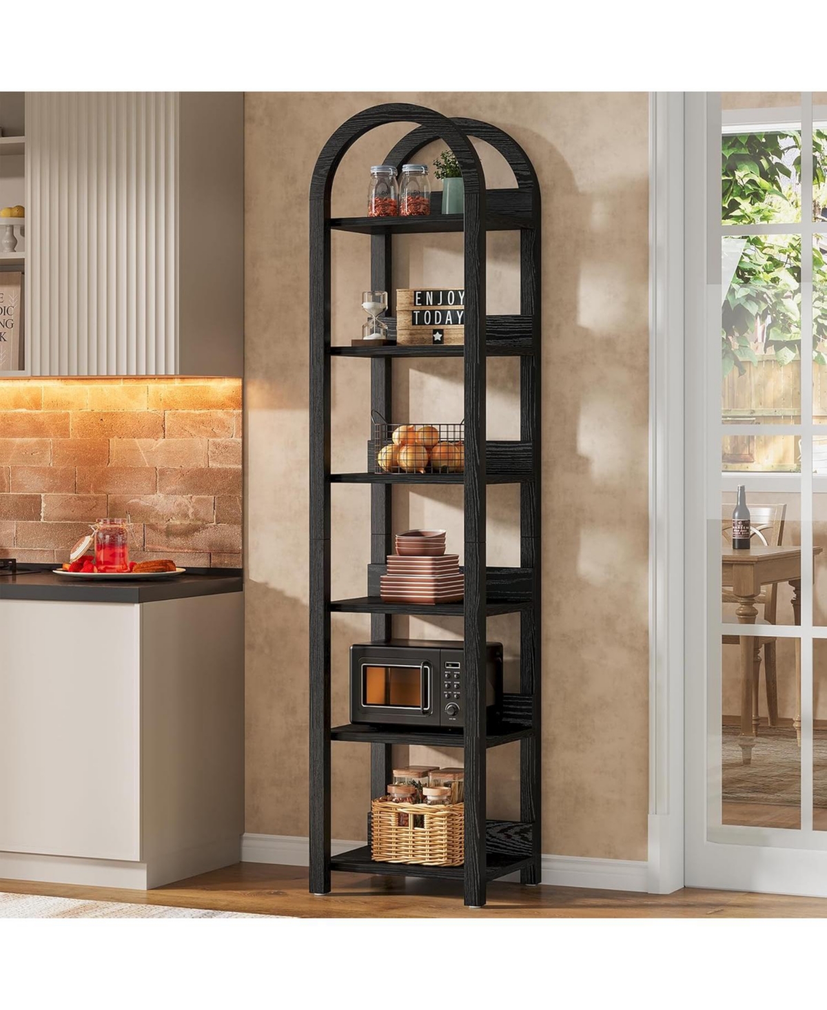 Tribesigns 6-Tier Narrow Bookshelf, 71" Tall Arched Bookcase with Shelves for Small Space