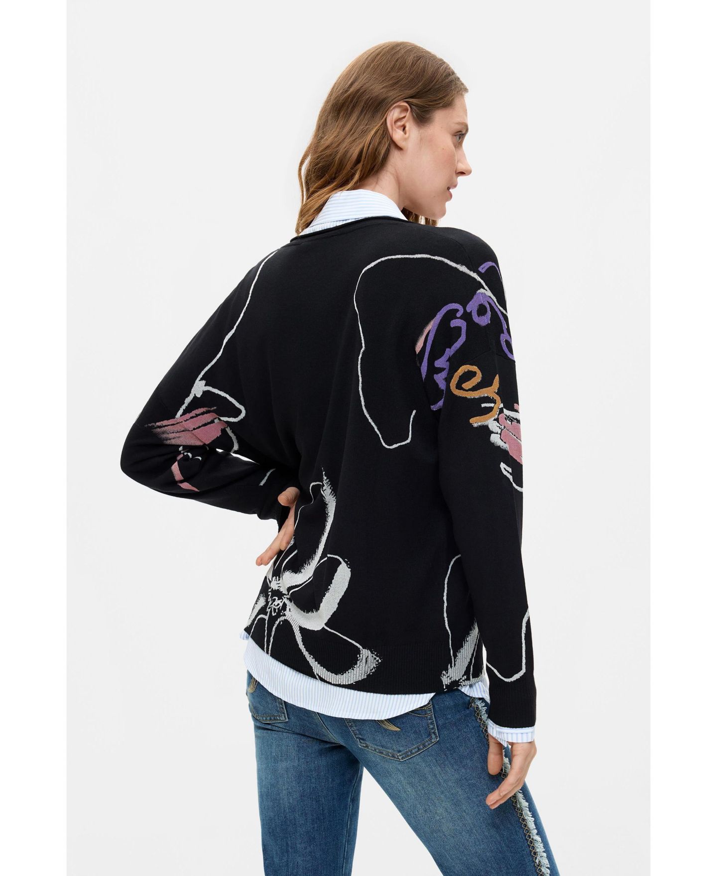 Женский свитер Desigual Thin printed, цвет: Чёрный — фото 5