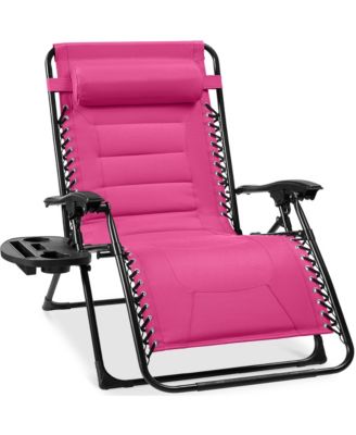 Oversized Padded Zero Gravity Chair, Folding Outdoor Patio Recliner with Side Tray