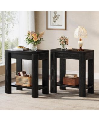End Table Set of 2, Farmhouse Bedside Table for Living Room, Bedroom