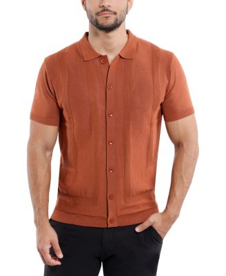 Men's SPRING + MERCER Classic Ribbed Texture Polo Sweater Shirt
