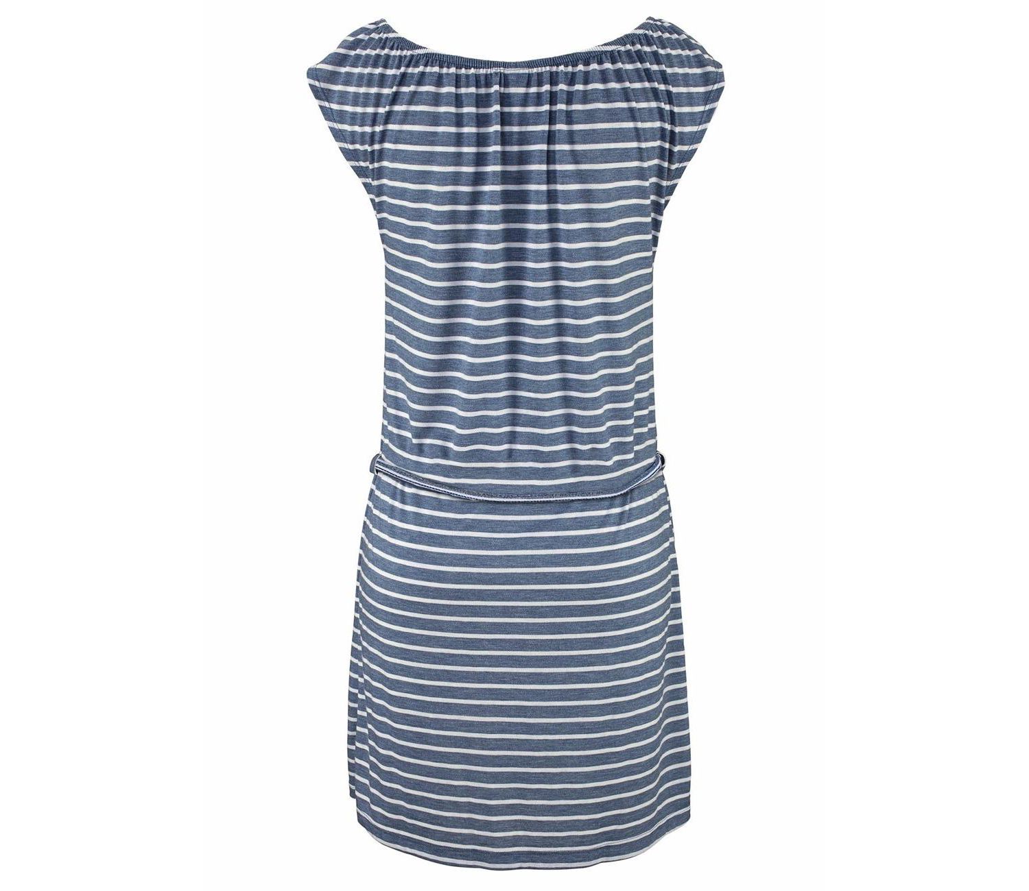 Women's Striped Tie Neckline Notch-Neck Tie-Waist Short Dress