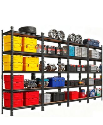 Set of 4 Storage Shelves, 72 Inch Black Heavy Duty Metal Shelving Unit with Adjustable Shelves for Basement, Warehouse, Pantry, Closet, Kitchen