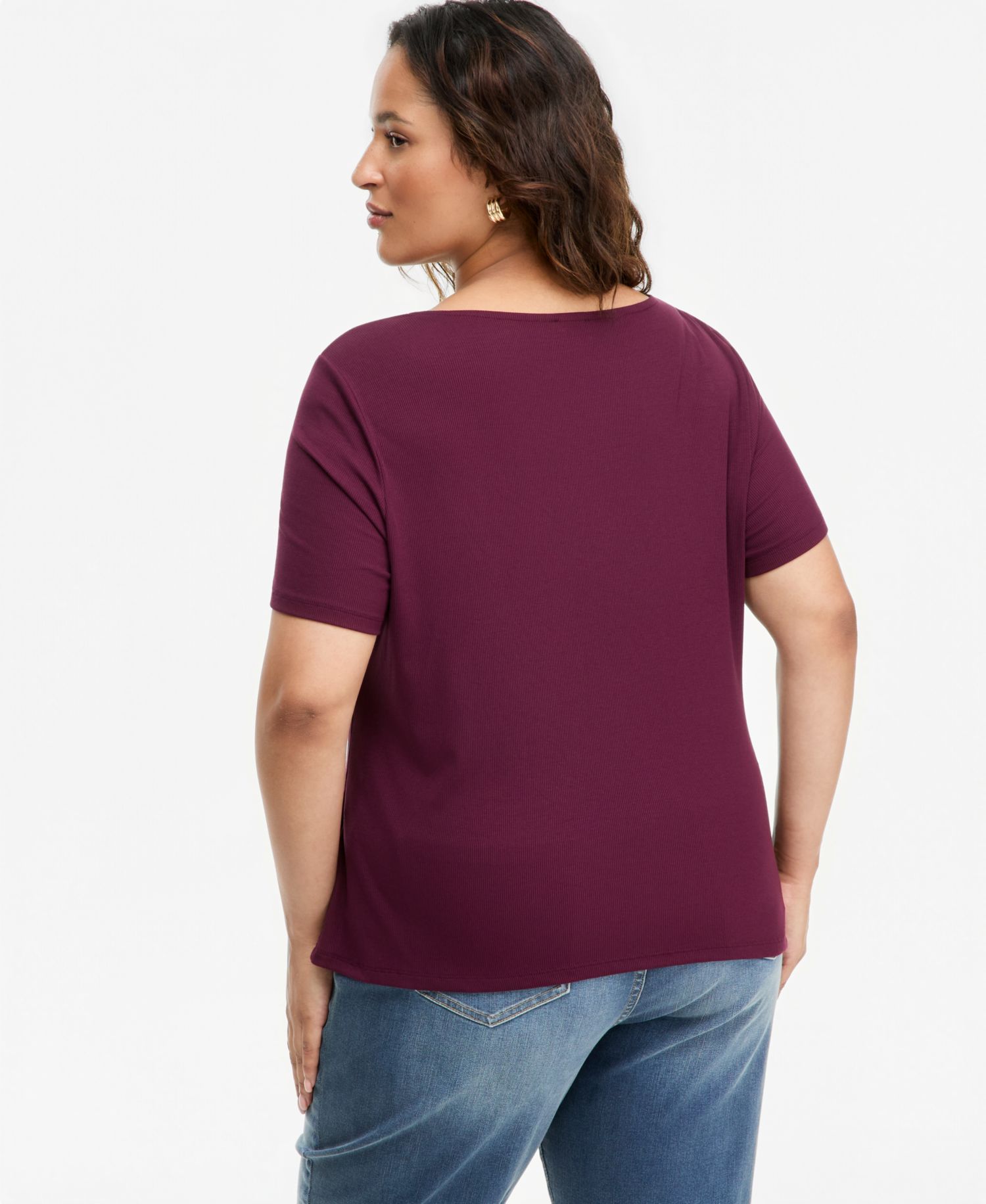 Plus Size Asymmetric Neck Short-Sleeve Top