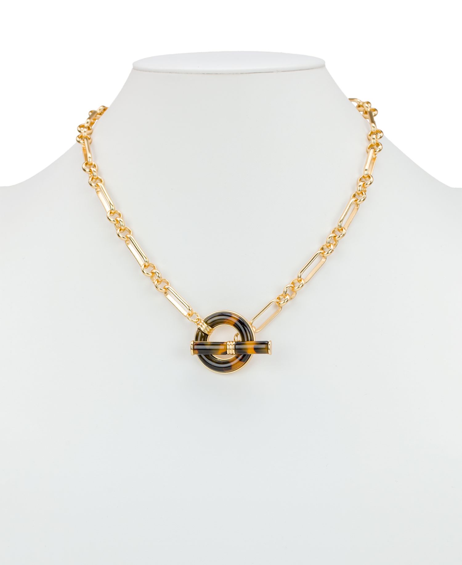Pave Tortoise Resin Collection Toggle Necklace