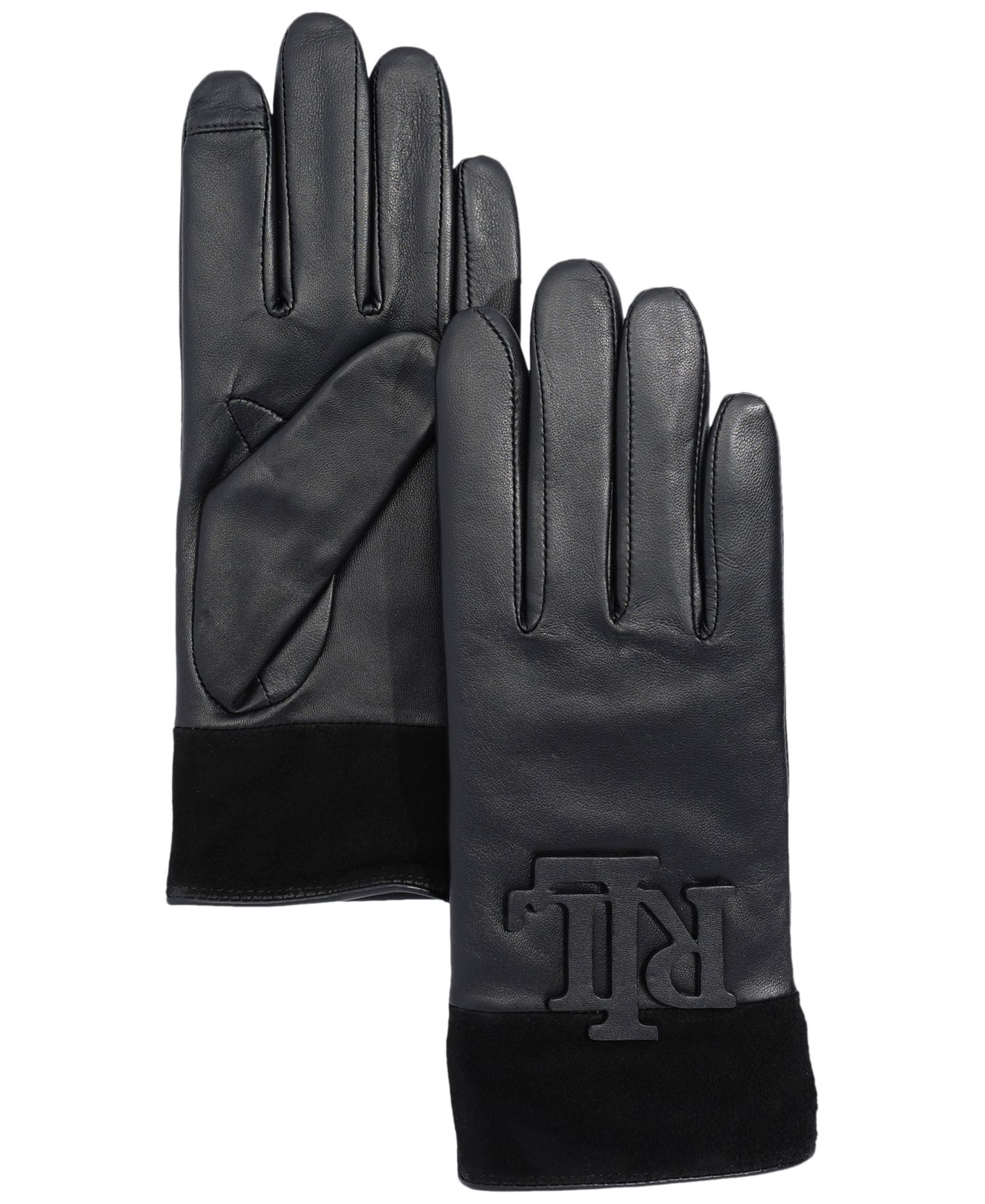 Raised Logo Leather Touch Gloves