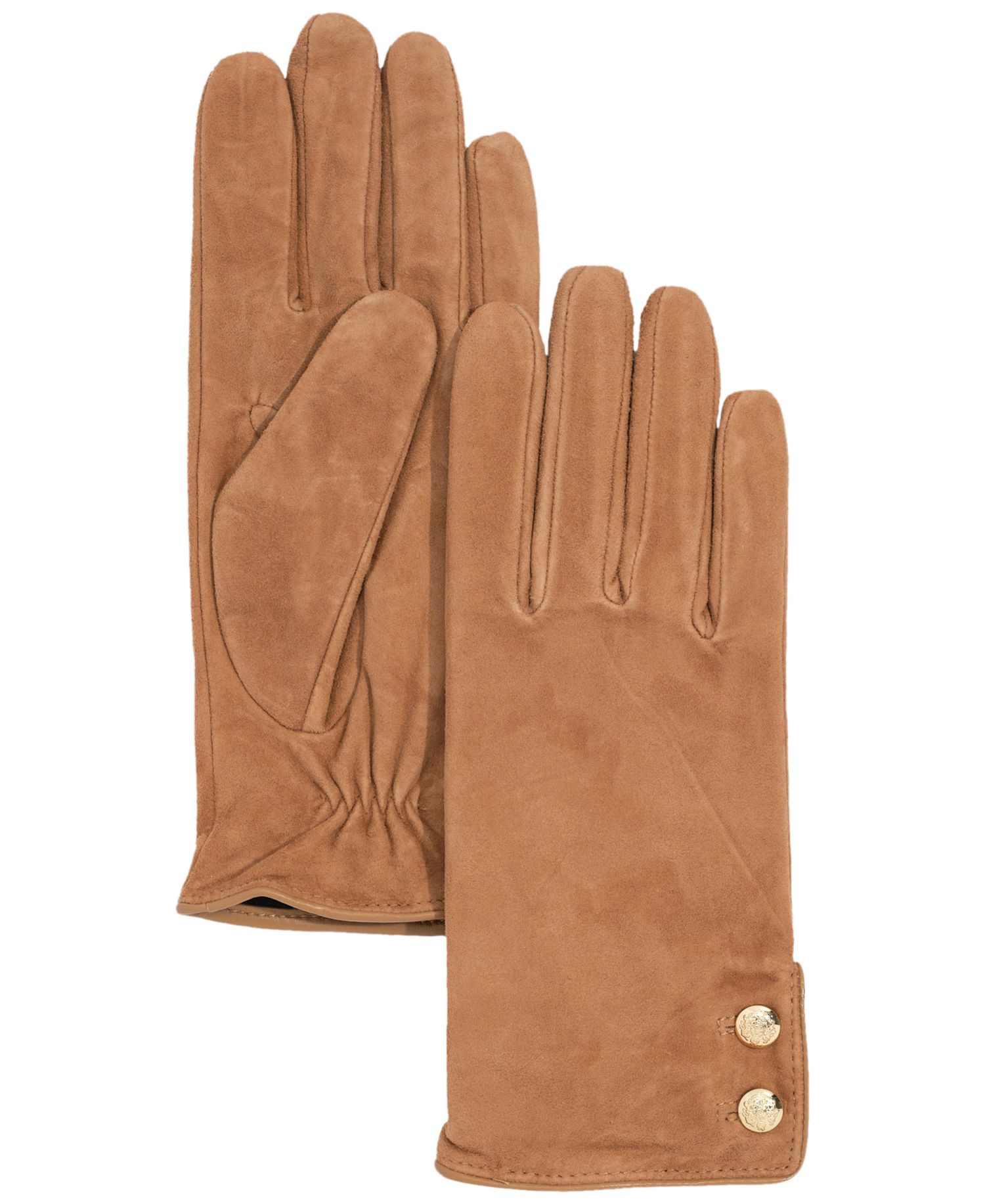 Suede Crest Button Gloves