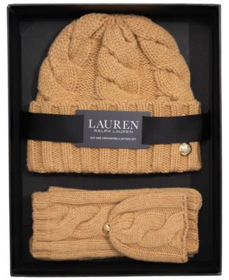 Cable Hat and Convertible Mitten Gift Set