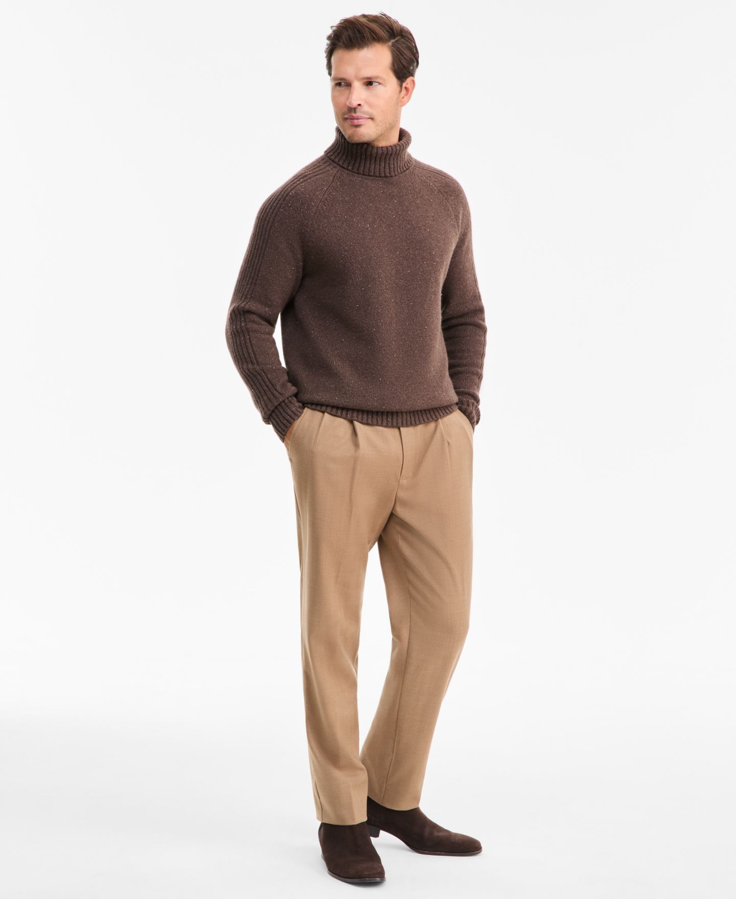 Мужской свитер Club Room Donegal Turtleneck, цвет: Коричневый — фото 3