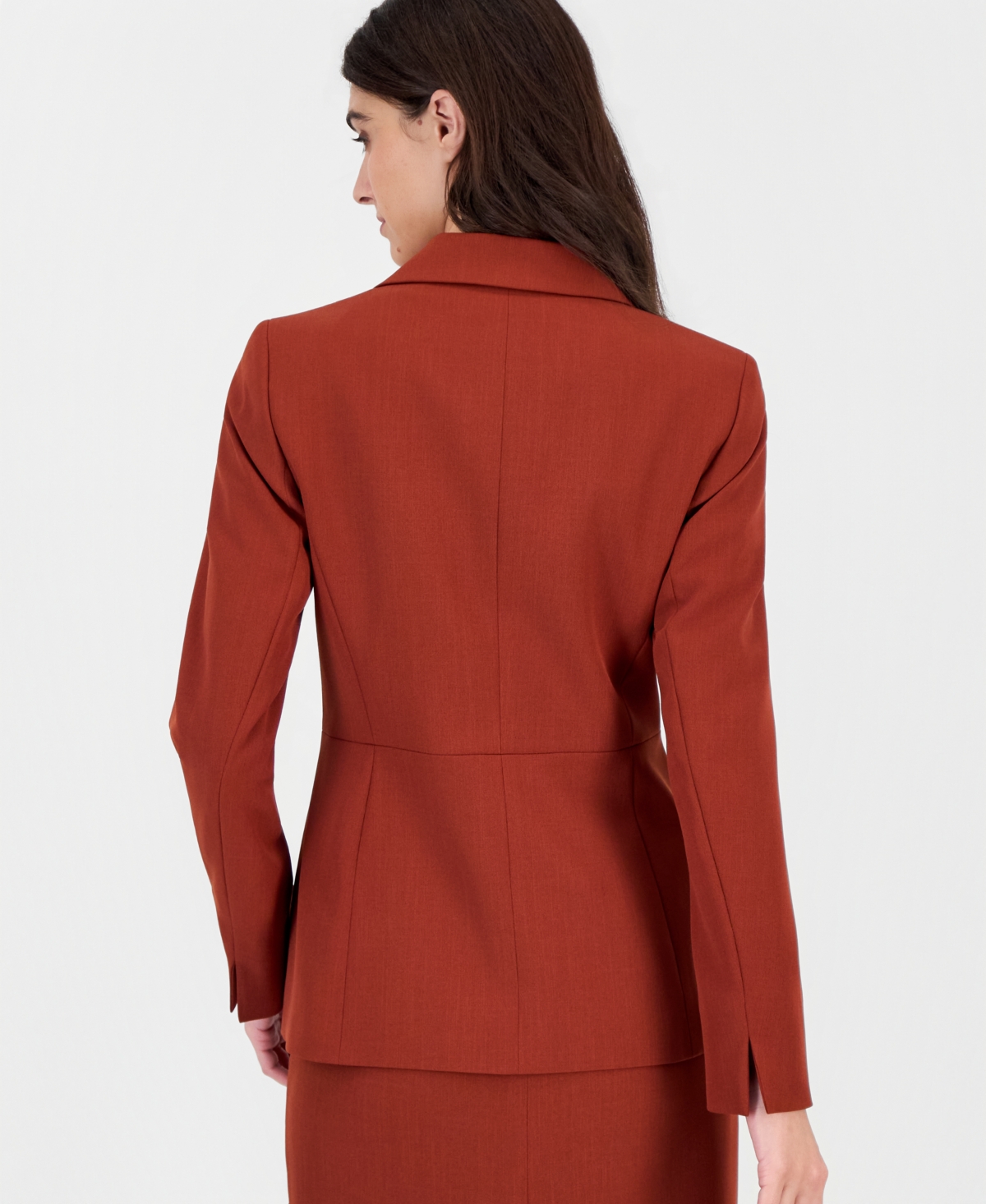 Kasper Petite Notch Collar Single-Button Shoulder-Padding Jacket