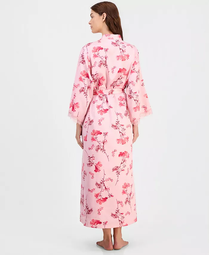 Women's Lace-Trim Satin Robe - thumbnail 2