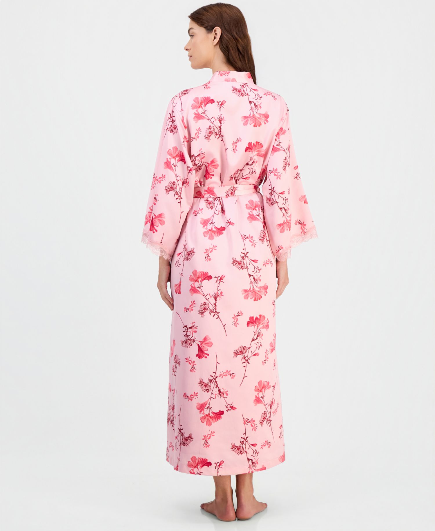 Women's Lace-Trim Satin Robe