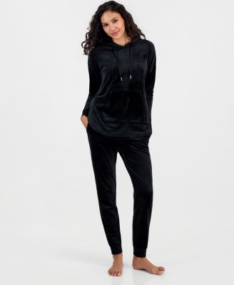 Women's Hooded Long-Sleeve Velour Pajama Set