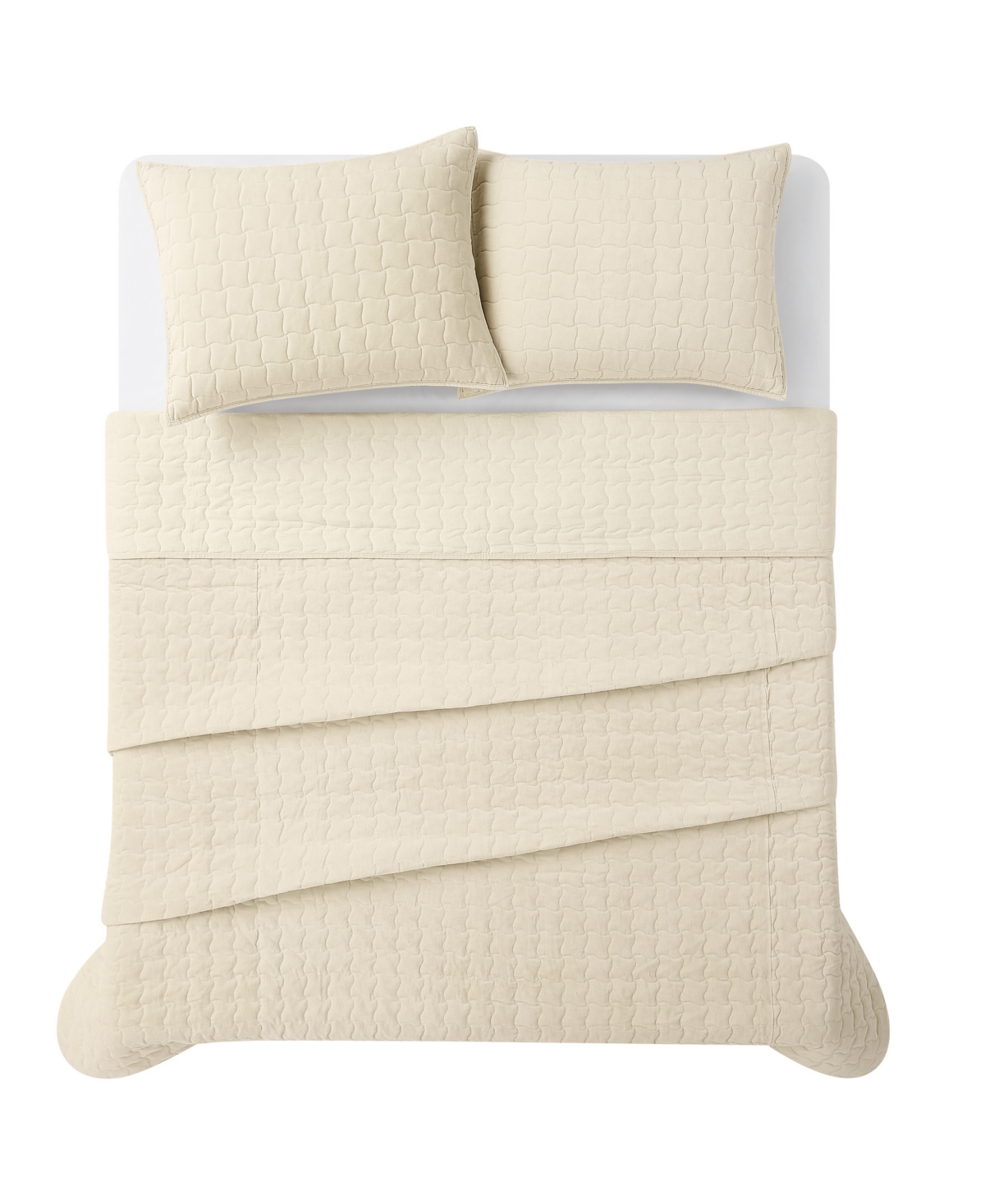 Brooklyn Loom Matte Cotton Velvet Wavy Square -Piece Quilt Set