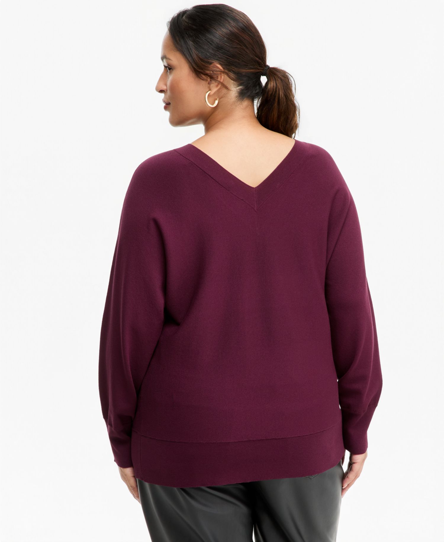 Plus Size Double V V-Neck Dolman Sweater