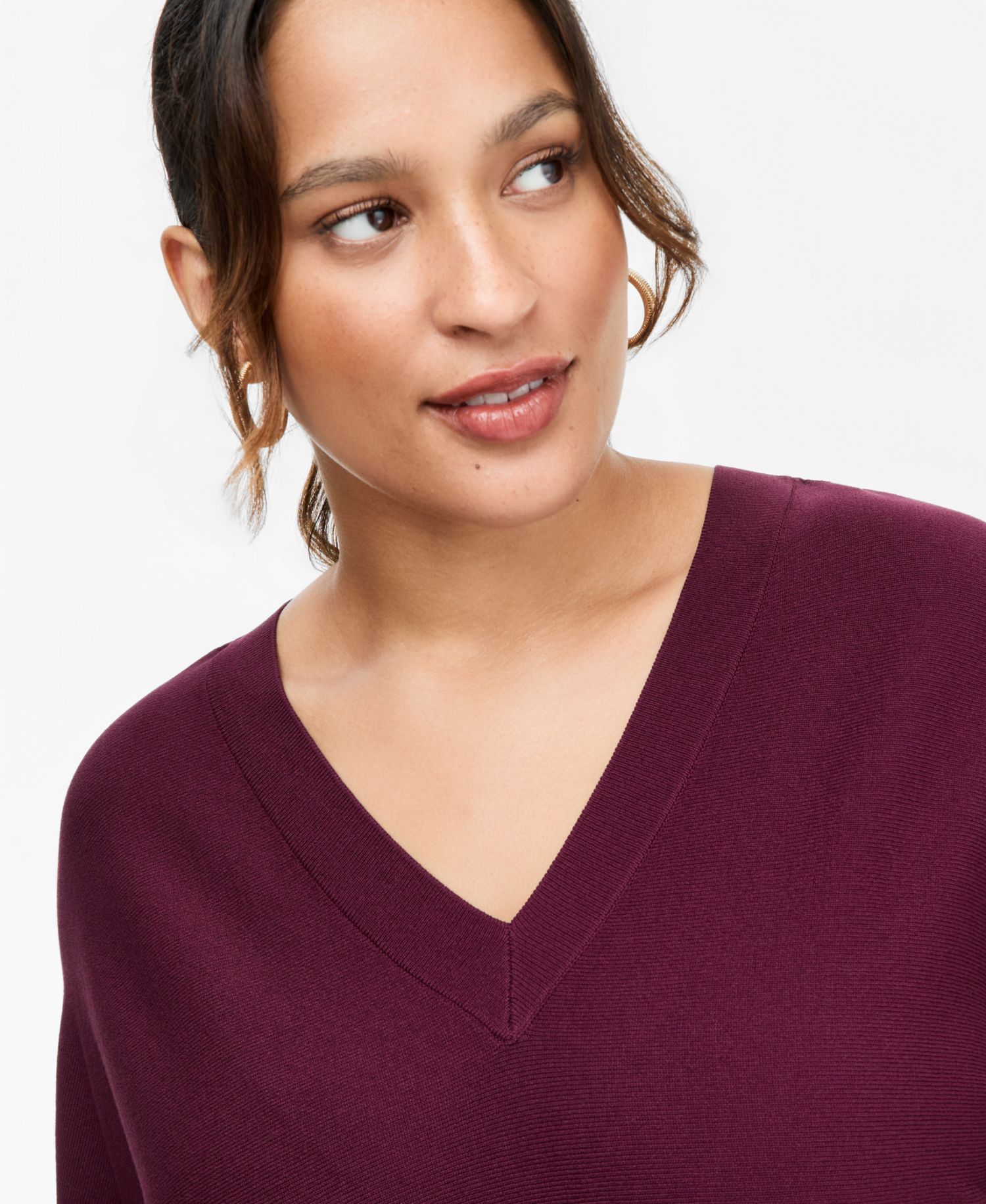 Plus Size Double V V-Neck Dolman Sweater