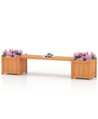 Wood Outdoor Planter Boxes with Detachable Bench 2 Elevated Mini Planters Patio