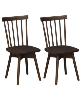 Dining Chairs Set of 2 Mid Century Rubber Wood Kitchen Chairs Swivel Seat Walnut