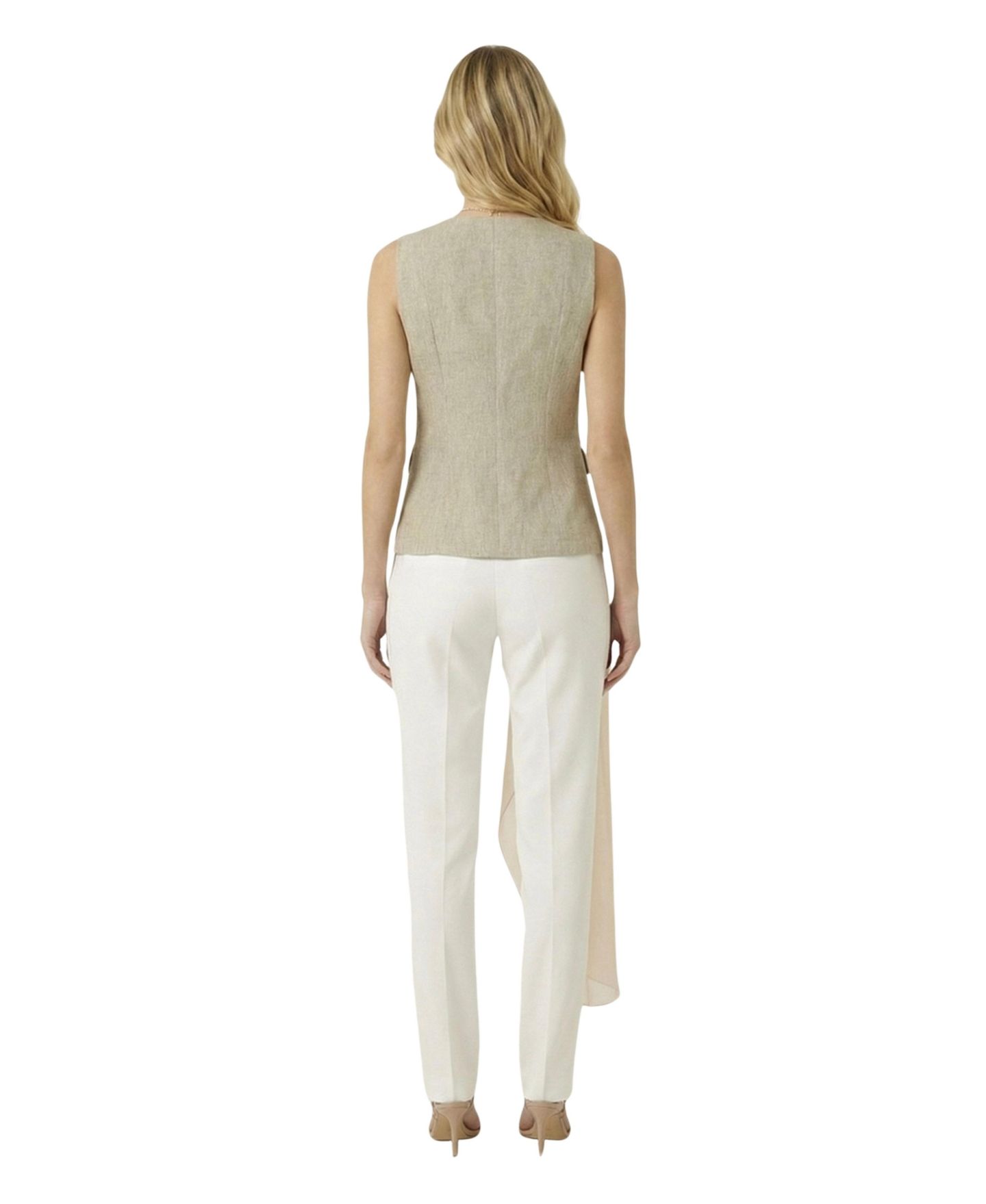 Женский жилет Modenaire Tailored Sleeveless V-Neck Button-Front, цвет: Бежевый — фото 5