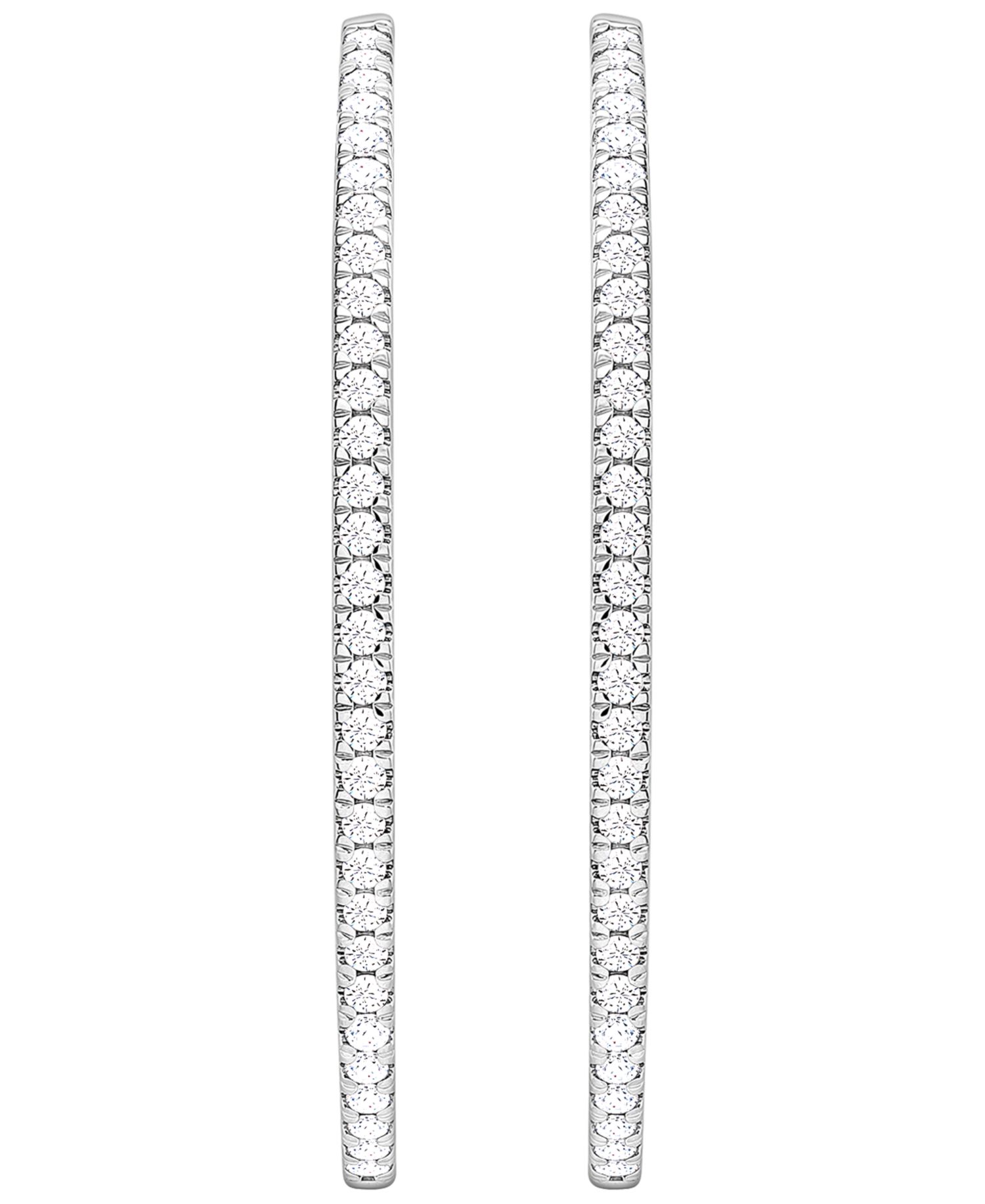 Diamond Hoop Earrings (1 ct. t.w.) in 14k White or Yellow Gold