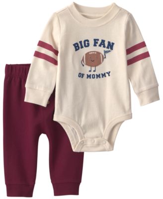 Baby Boys' Big Fan Of Mommy Football Long-Sleeve Bodysuit and Pants, 2-Piece Set