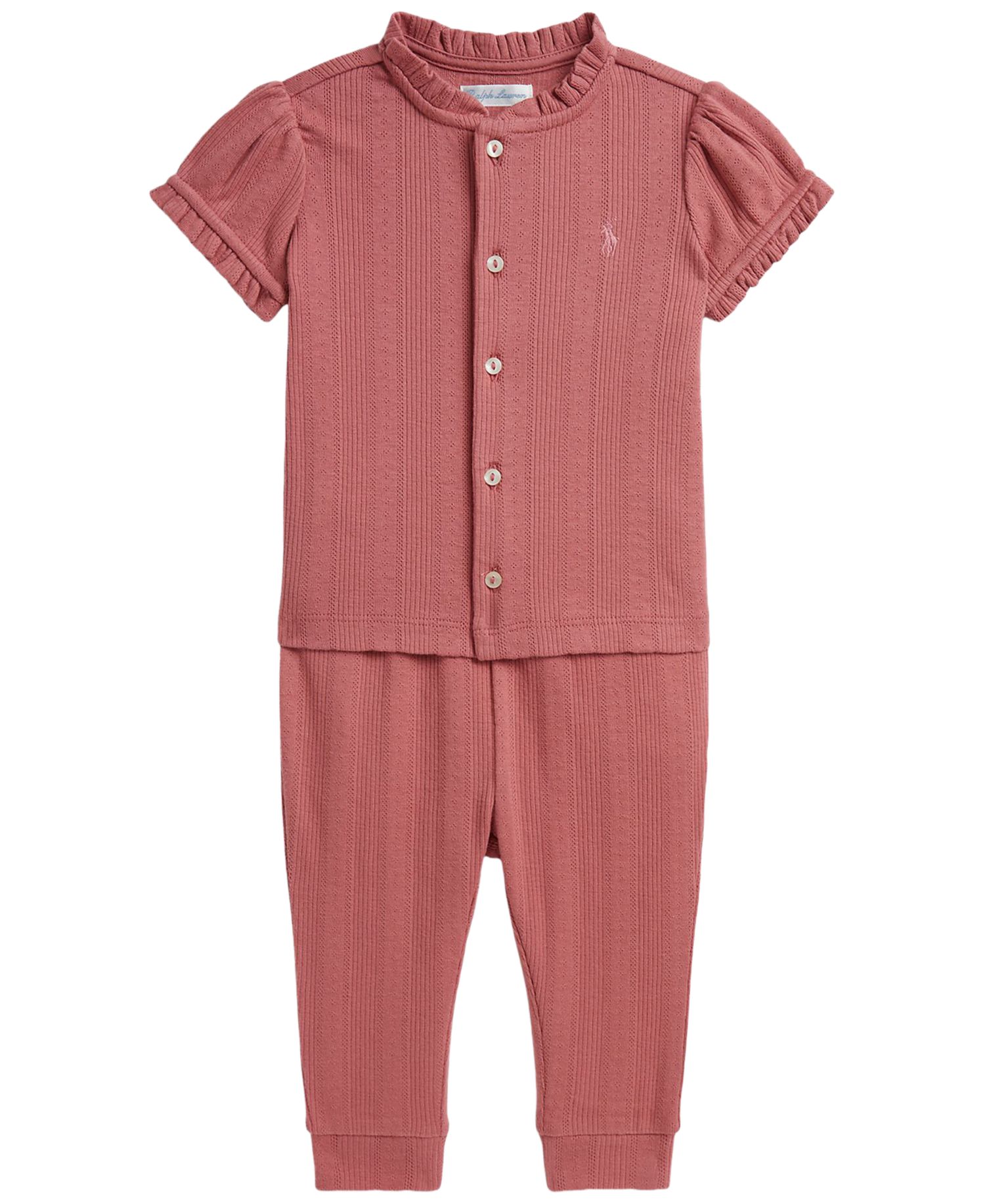 Baby Girls' Pointelle Knit Cotton Top and Leggings, 2-Piece Set