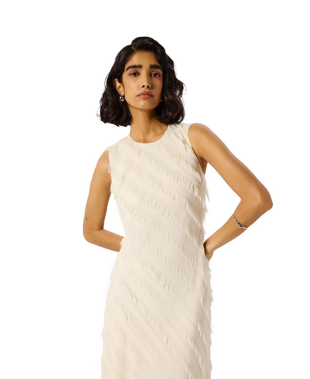 Whistles Women's Fringe Textured Midi Dress view 2 — MAYCSS fashion products