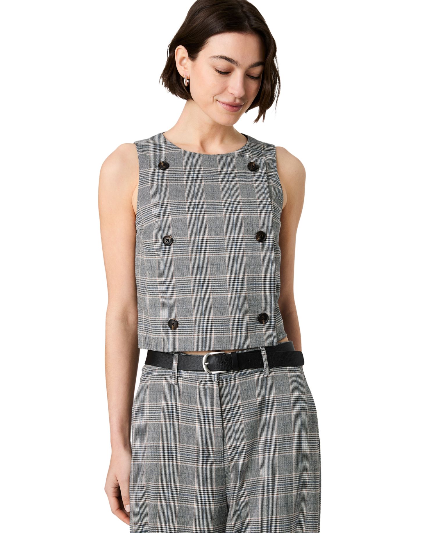 Women's Matteo Jewel Neck Sleeveless Button-Front Top